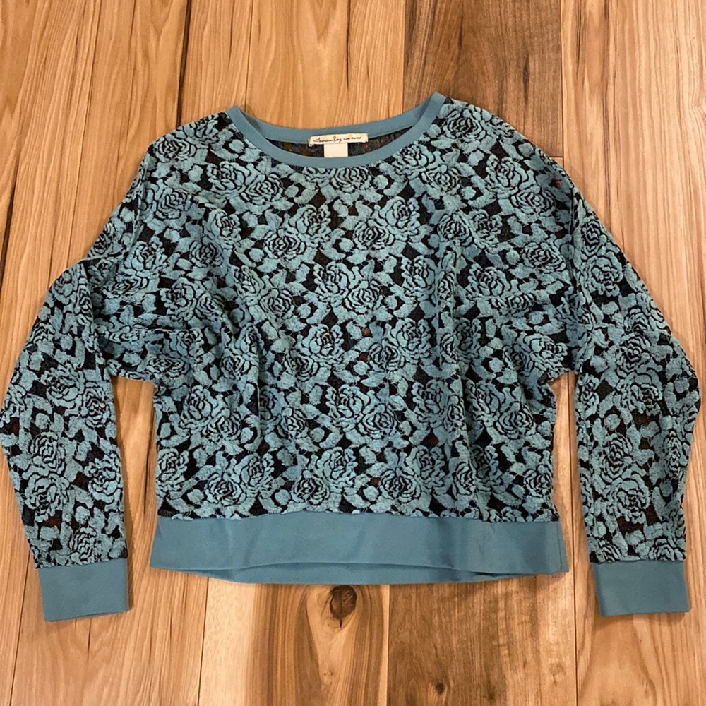 ☀️ 3 For $15 American RAG Floral Lace Blue Sweater